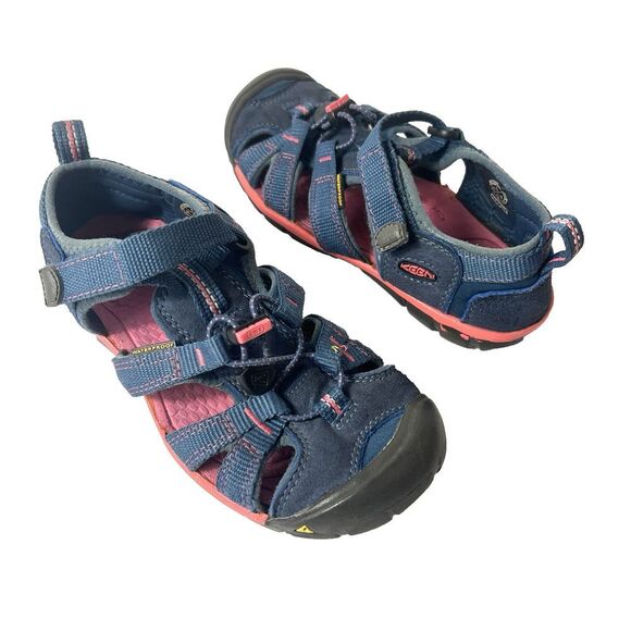 Keen Fabric Blue/Pink Fisherman Sandals Kids Girls Size 1 Summer Comfort Casual - Picture 1 of 9
